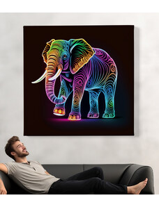 Obraz na plátně - Barevný neonový slon, tělo FeelHappy.cz