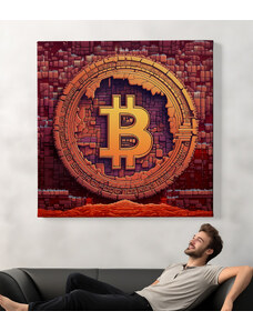 Obraz na plátně - Bitcoin, pixel art logo FeelHappy.cz