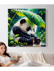 Obraz na plátně - Panda čeká, až přestane pršet FeelHappy.cz