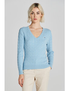 SVETR GANT STRETCH COTTON CABLE V-NECK modrá XS