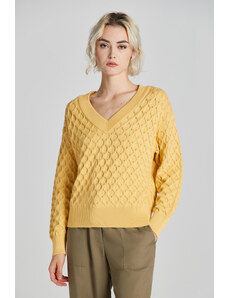 SVETR GANT TEXTURED KNIT V-NECK žlutá XXS