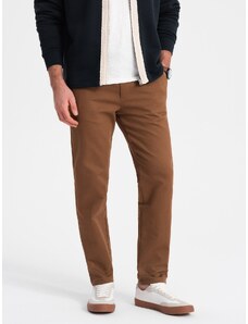 Ombre Men's classic cut chino pants with soft texture - caramel
