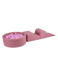 MeowBaby Pěnová hrací sada a domácí hřiště se suchým bazénkem (200 ks míčků) růžová: pastelově růžová