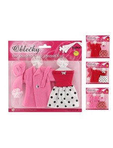 Barbie Šaty/Oblečky - šaty, kabátek a čepice na panenky mix druhů na kartě 22x21cm