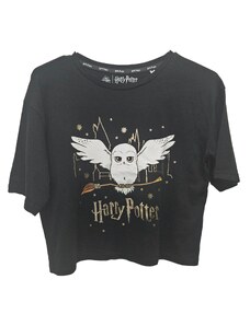 Dětské černé crop tričko Harry Potter