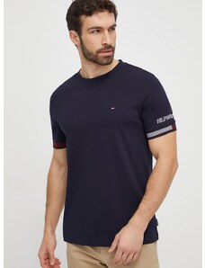 Bavlněné tričko Tommy Hilfiger tmavomodrá barva, s potiskem