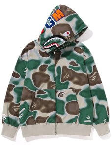 Bape Liquid Camo Shark Relaxed Fit Full Zip Hoodie Green