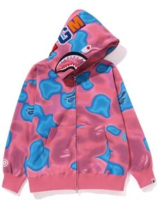 Bape Liquid Camo Shark Relaxed Fit Full Zip Hoodie Pink