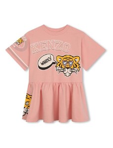 Dětské bavlněné šaty Kenzo Kids růžová barva, mini