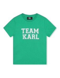 Dětské bavlněné tričko Karl Lagerfeld tyrkysová barva, s potiskem