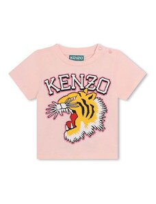 Dětské bavlněné tričko Kenzo Kids růžová barva, s potiskem