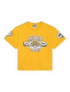 Dětské bavlněné tričko Kenzo Kids žlutá barva