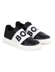 Dětské kožené sneakers boty BOSS černá barva