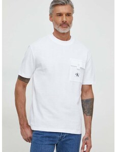 Tričko Calvin Klein Jeans bílá barva, s aplikací