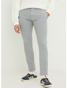 Kalhoty HUGO pánské, šedá barva, přiléhavé, 50468314