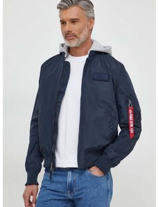 Bunda Alpha Industries MA-1 TT Hood pánská, tmavomodrá barva, přechodná