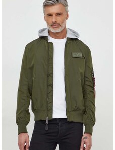 Bunda Alpha Industries MA-1 TT Hood pánská, zelená barva, přechodná