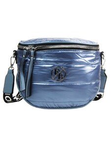 Fashion Bag Moderní dámská crossbody kabelka / ledvinka metalická světle modrá