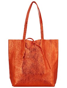 Dámská kožená kabelka oranžová - Delami Vera Pelle Ernesta oranžová