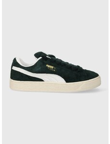 Kožené sneakers boty Puma Suede XL Hairy zelená barva, 397241