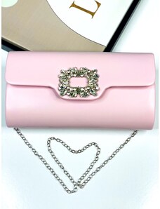 Webmoda Dámská růžová společenská kabelka s brož