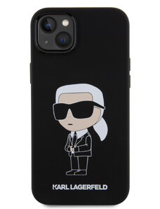 Ochranný kryt na iPhone 15 PLUS - Karl Lagerfeld, Liquid Silicone Ikonik NFT Black