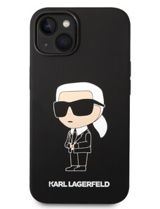 Ochranný kryt na iPhone 15 - Karl Lagerfeld, Liquid Silicone Ikonik NFT Black