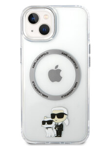 Ochranný kryt na iPhone 15 - Karl Lagerfeld, IML Karl and Choupette NFT MagSafe Transparent