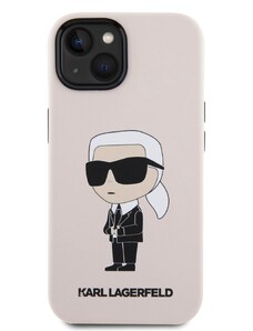 Ochranný kryt na iPhone 15 - Karl Lagerfeld, Liquid Silicone Ikonik NFT Pink