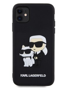 Ochranný kryt na iPhone 11 - Karl Lagerfeld, 3D Rubber Karl and Choupette Black