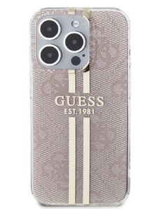 Ochranný kryt na iPhone 15 Pro MAX - Guess, IML 4G Gold Stripe Pink