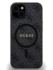 Ochranný kryt na iPhone 14 - Guess, 4G Colored Ring MagSafe Black