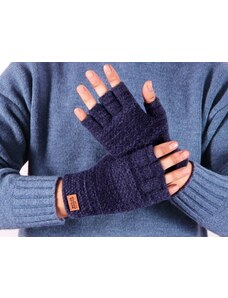 Camerazar Pánské zimní rukavice s palčáky, tmavě modré, akrylová příze, 17.5x10 cm