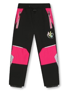 Dívčí softshellové kalhoty nezateplené Kugo HK2870, černé s růžovou