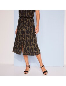 Blancheporte Propínací sukně s grafickým vzorem, eco-friendly viskóza khaki/černá 38