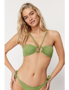 Trendyol Green Strapless Accessorized Bikini Top