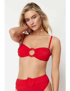 Trendyol Red Strapless Accessorized Bikini Top