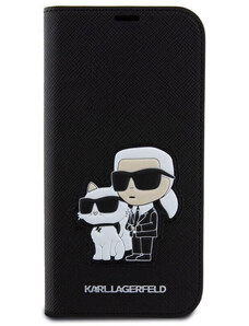 iPhone 15 Karl Lagerfeld PU Saffiano Karl and Choupette NFT Book Case černá
