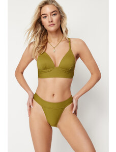 Trendyol Green Textured High Leg Regular Bikini Bottom