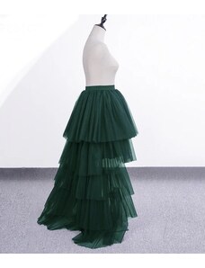 ADELO Tutu sukně tylová s vlečkou - KASKÁDY - tmavě zelená - smaragdová