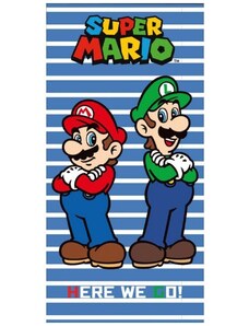 Carbotex Plážová osuška Super Mario & Luigi - motiv Here We Go! - 100% bavlna - 70 x +140 cm