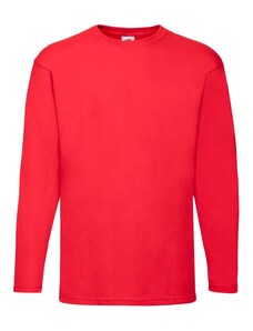 Fruit Of The Loom Valueweight Long Sleeve T Red pánské tričko s dlouhým rukávem S