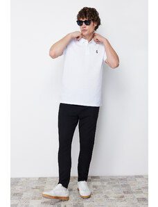 Trendyol White Regular Short Sleeve Textured 100% Cotton Polo Neck T-shirt