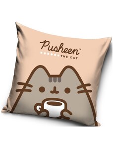 Carbotex Povlak na polštář Kočička Pusheen - motiv Čas na kávu - 40 x 40 cm