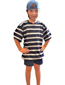 IRIS - Chlapecké pyžamo Pruh tmavě modré-šedé