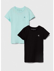 Dětské bavlněné tričko Calvin Klein Jeans 2-pack tyrkysová barva