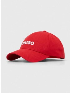 Bavlněná baseballová čepice HUGO růžová barva, s aplikací, 50496033