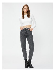 Koton High Waist Jeans Mírně Skinny Leg - Mom Jeans