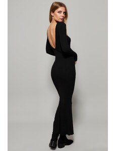 Cool & Sexy Women's Black U Neck Maxi Dress