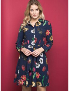 La Diva dress decorated with a print of flowers navy blue